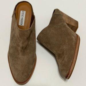 Steve Madden Taupe Milo Brown Suede Mules